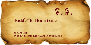 Hudák Hermiusz névjegykártya